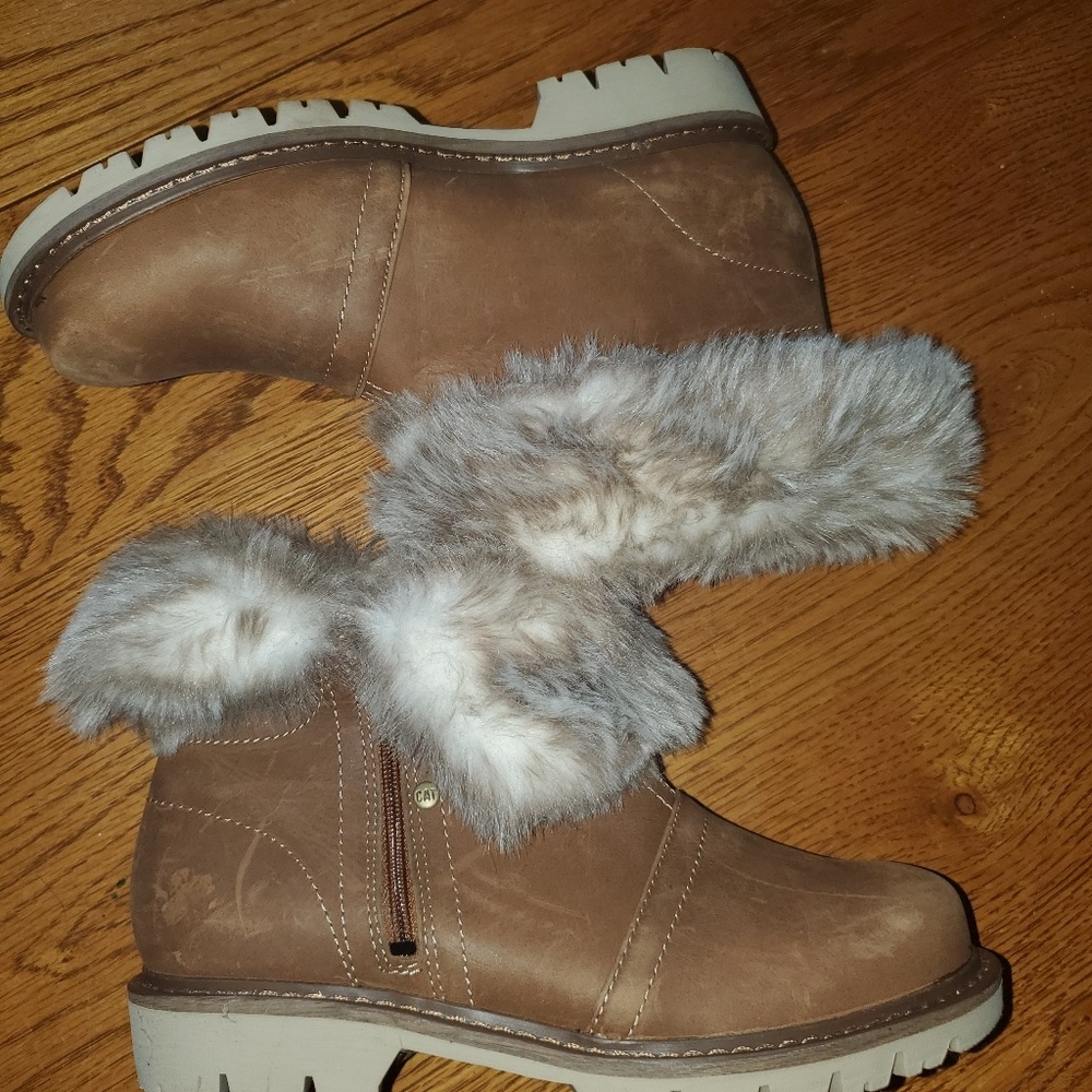 Fur lined leather ankle boots